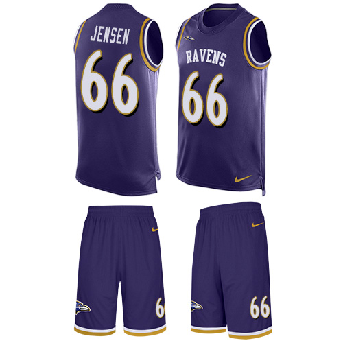 Men's Nike Baltimore Ravens #66 Ryan Jensen Limited Purple Tank Top Suit NFL Jersey