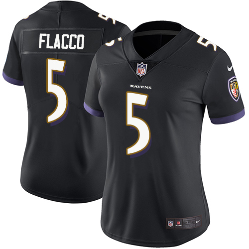 Women's Nike Baltimore Ravens #5 Joe Flacco Black Alternate Vapor Untouchable Elite Player NFL Jersey