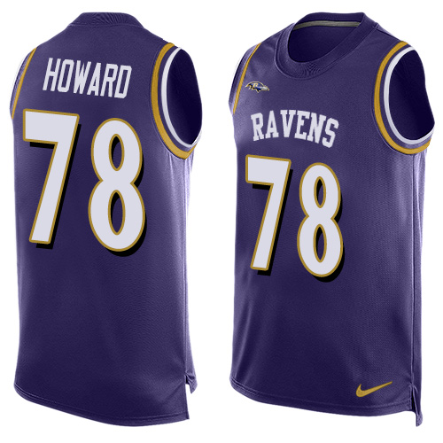 Men's Nike Baltimore Ravens #78 Austin Howard Elite Purple Player Name & Number Tank Top NFL Jersey