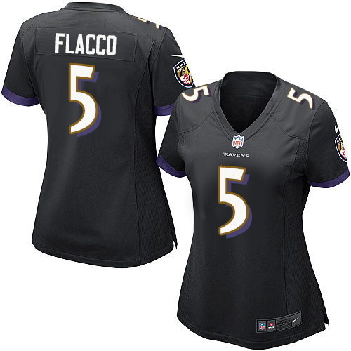 Women's Nike Baltimore Ravens #5 Joe Flacco Game Black Alternate NFL Jersey