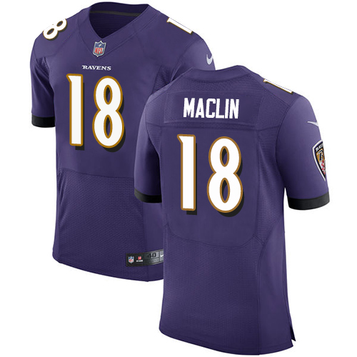 Men's Nike Baltimore Ravens #18 Jeremy Maclin Purple Team Color Vapor Untouchable Elite Player NFL Jersey