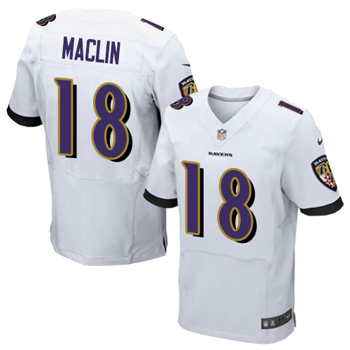 Men's Nike Baltimore Ravens #18 Jeremy Maclin Elite White NFL Jersey
