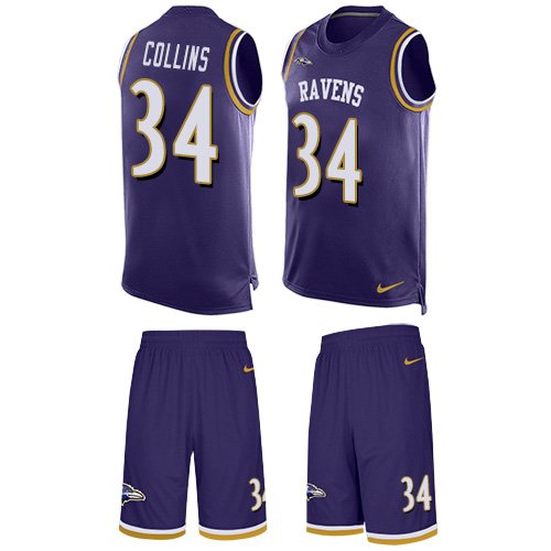 Men's Nike Baltimore Ravens #34 Alex Collins Limited Purple Tank Top Suit NFL Jersey