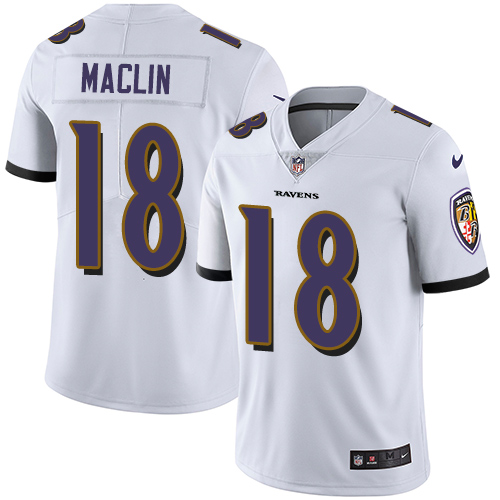 Men's Nike Baltimore Ravens #18 Jeremy Maclin White Vapor Untouchable Limited Player NFL Jersey