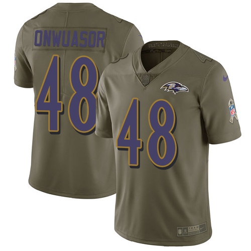 Youth Nike Baltimore Ravens #48 Patrick Onwuasor Limited Olive 2017 Salute to Service NFL Jersey