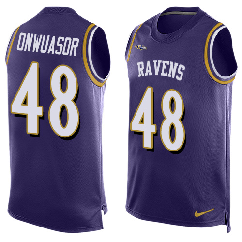 Men's Nike Baltimore Ravens #48 Patrick Onwuasor Elite Purple Player Name & Number Tank Top NFL Jersey