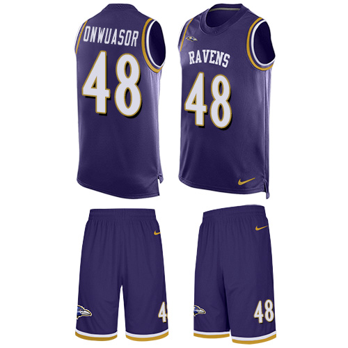 Men's Nike Baltimore Ravens #48 Patrick Onwuasor Limited Purple Tank Top Suit NFL Jersey