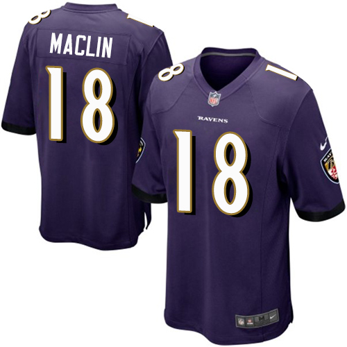 Youth Nike Baltimore Ravens #18 Jeremy Maclin Game Purple Team Color NFL Jersey