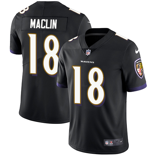 Youth Nike Baltimore Ravens #18 Jeremy Maclin Black Alternate Vapor Untouchable Elite Player NFL Jersey