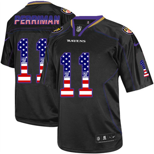 Men's Nike Baltimore Ravens #11 Breshad Perriman Elite Black USA Flag Fashion NFL Jersey