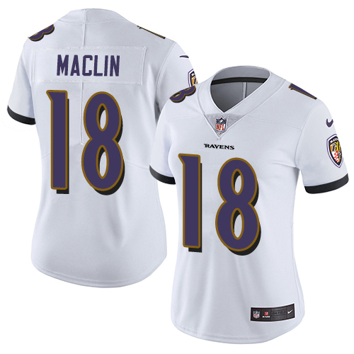Women's Nike Baltimore Ravens #18 Jeremy Maclin White Vapor Untouchable Elite Player NFL Jersey