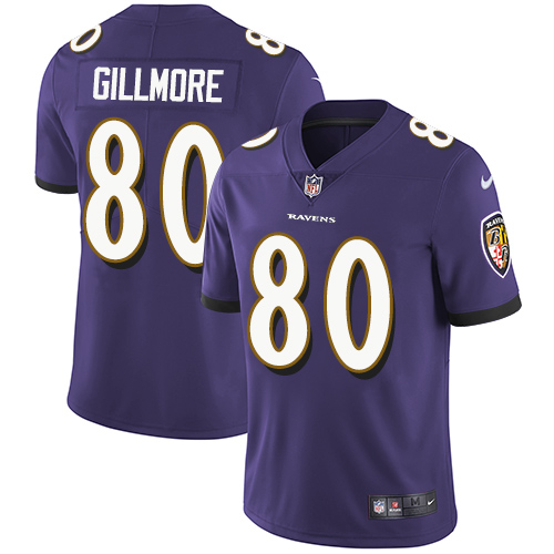Men's Nike Baltimore Ravens #80 Crockett Gillmore Purple Team Color Vapor Untouchable Limited Player NFL Jersey