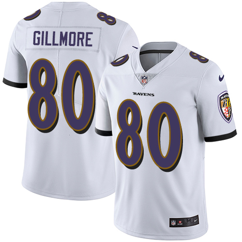 Men's Nike Baltimore Ravens #80 Crockett Gillmore White Vapor Untouchable Limited Player NFL Jersey