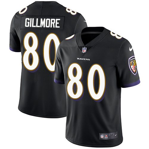 Men's Nike Baltimore Ravens #80 Crockett Gillmore Black Alternate Vapor Untouchable Limited Player NFL Jersey