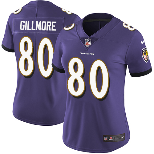 Women's Nike Baltimore Ravens #80 Crockett Gillmore Purple Team Color Vapor Untouchable Elite Player NFL Jersey