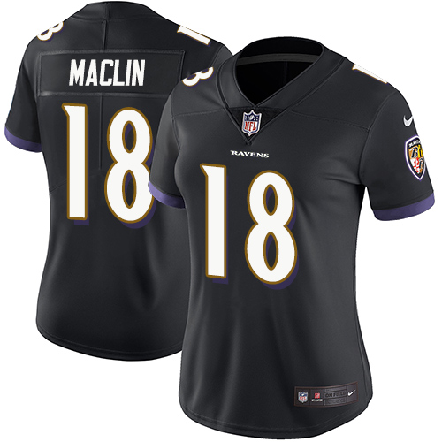 Women's Nike Baltimore Ravens #18 Jeremy Maclin Black Alternate Vapor Untouchable Elite Player NFL Jersey