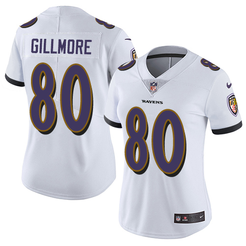 Women's Nike Baltimore Ravens #80 Crockett Gillmore White Vapor Untouchable Limited Player NFL Jersey