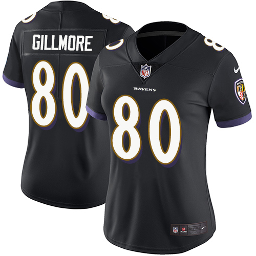 Women's Nike Baltimore Ravens #80 Crockett Gillmore Black Alternate Vapor Untouchable Elite Player NFL Jersey