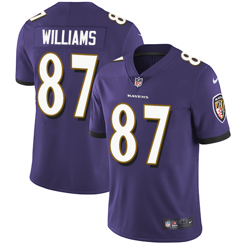 Youth Nike Baltimore Ravens #87 Maxx Williams Purple Team Color Vapor Untouchable Elite Player NFL Jersey