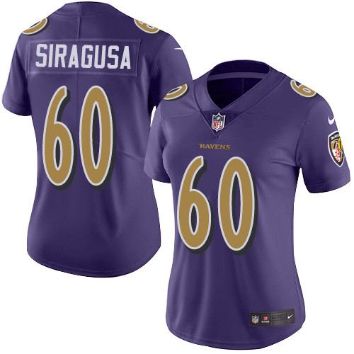 Women's Nike Baltimore Ravens #65 Nico Siragusa Limited Purple Rush Vapor Untouchable NFL Jersey