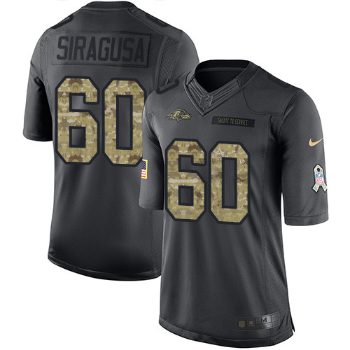 Men's Nike Baltimore Ravens #65 Nico Siragusa Limited Black 2016 Salute to Service NFL Jersey
