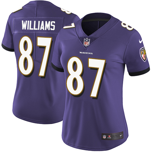 Women's Nike Baltimore Ravens #87 Maxx Williams Purple Team Color Vapor Untouchable Limited Player NFL Jersey