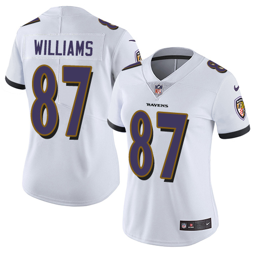Women's Nike Baltimore Ravens #87 Maxx Williams White Vapor Untouchable Elite Player NFL Jersey