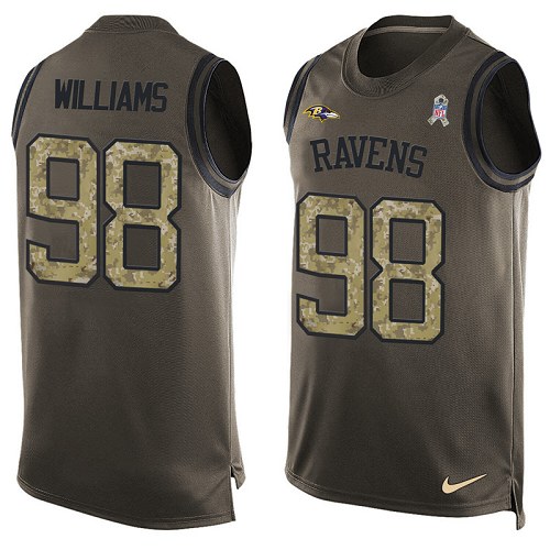 Men's Nike Baltimore Ravens #98 Brandon Williams Limited Green Salute to Service Tank Top NFL Jersey