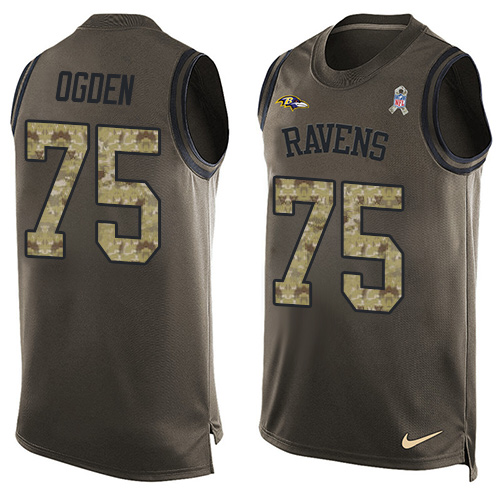 Men's Nike Baltimore Ravens #75 Jonathan Ogden Limited Green Salute to Service Tank Top NFL Jersey
