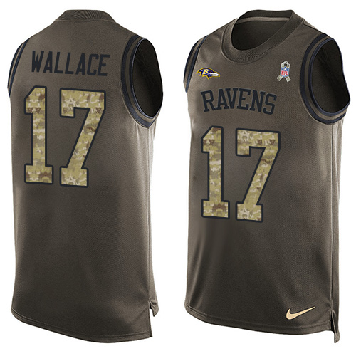 Men's Nike Baltimore Ravens #17 Mike Wallace Limited Green Salute to Service Tank Top NFL Jersey