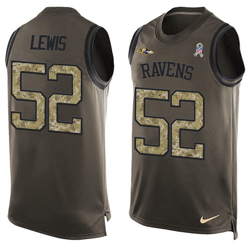 Men's Nike Baltimore Ravens #52 Ray Lewis Limited Green Salute to Service Tank Top NFL Jersey