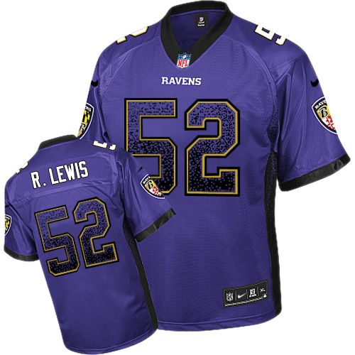 Men's Nike Baltimore Ravens #52 Ray Lewis Elite Purple Drift Fashion NFL Jersey
