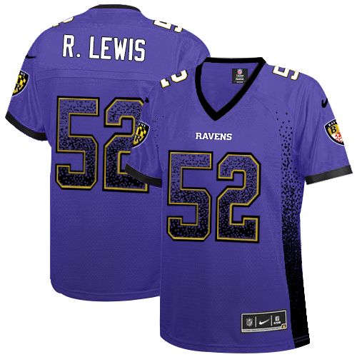 Women's Nike Baltimore Ravens #52 Ray Lewis Elite Purple Drift Fashion NFL Jersey