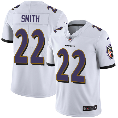Men's Nike Baltimore Ravens #22 Jimmy Smith White Vapor Untouchable Limited Player NFL Jersey