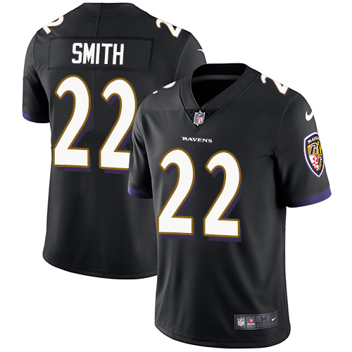 Men's Nike Baltimore Ravens #22 Jimmy Smith Black Alternate Vapor Untouchable Limited Player NFL Jersey