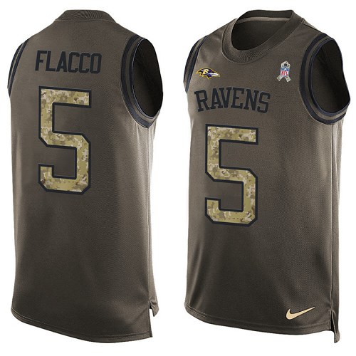 Men's Nike Baltimore Ravens #5 Joe Flacco Limited Green Salute to Service Tank Top NFL Jersey