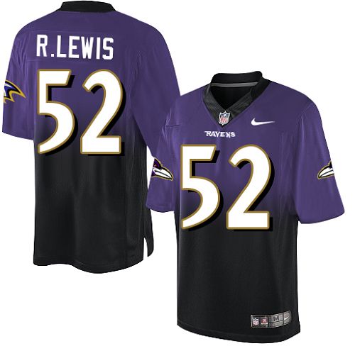Men's Nike Baltimore Ravens #52 Ray Lewis Elite Purple/Black Fadeaway NFL Jersey