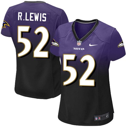 Women's Nike Baltimore Ravens #52 Ray Lewis Elite Purple/Black Fadeaway NFL Jersey