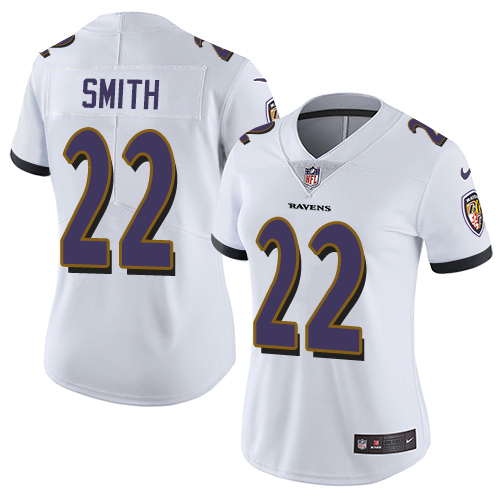 Women's Nike Baltimore Ravens #22 Jimmy Smith White Vapor Untouchable Limited Player NFL Jersey