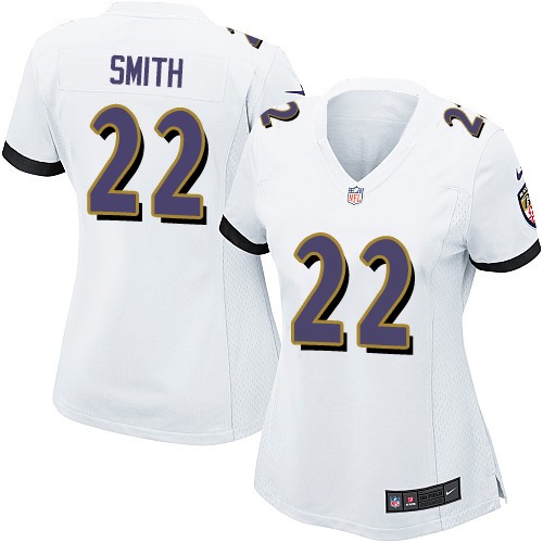 Women's Nike Baltimore Ravens #22 Jimmy Smith Game White NFL Jersey