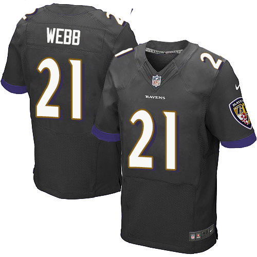 Men's Nike Baltimore Ravens #21 Lardarius Webb Elite Black Alternate NFL Jersey