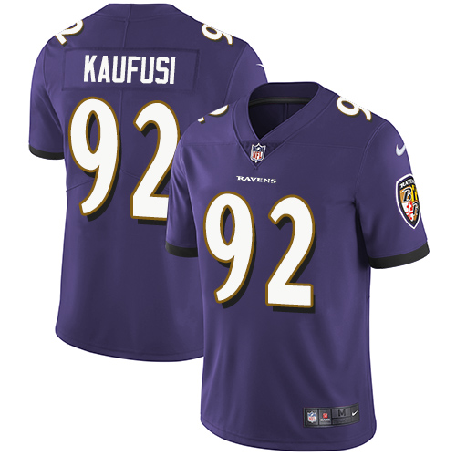 Men's Nike Baltimore Ravens #92 Bronson Kaufusi Purple Team Color Vapor Untouchable Limited Player NFL Jersey