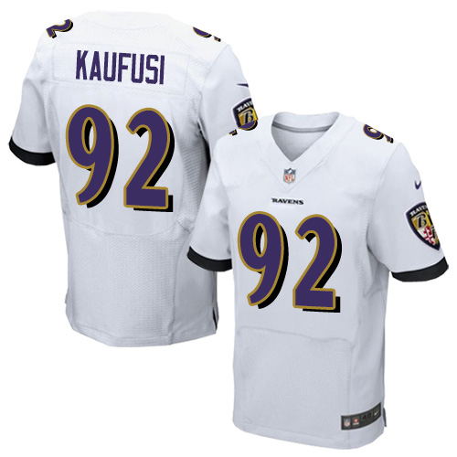 Men's Nike Baltimore Ravens #92 Bronson Kaufusi Elite White NFL Jersey