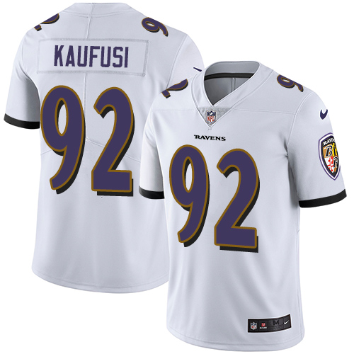 Men's Nike Baltimore Ravens #92 Bronson Kaufusi White Vapor Untouchable Limited Player NFL Jersey