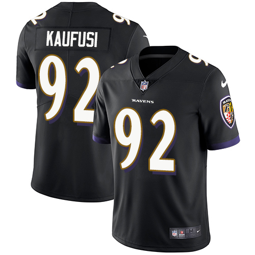 Youth Nike Baltimore Ravens #92 Bronson Kaufusi Black Alternate Vapor Untouchable Elite Player NFL Jersey