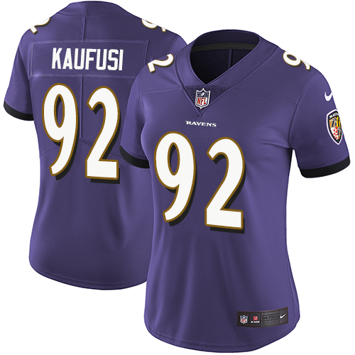 Women's Nike Baltimore Ravens #92 Bronson Kaufusi Purple Team Color Vapor Untouchable Elite Player NFL Jersey
