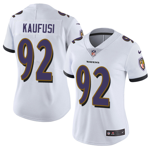 Women's Nike Baltimore Ravens #92 Bronson Kaufusi White Vapor Untouchable Elite Player NFL Jersey