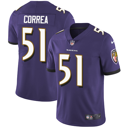 Men's Nike Baltimore Ravens #51 Kamalei Correa Purple Team Color Vapor Untouchable Limited Player NFL Jersey