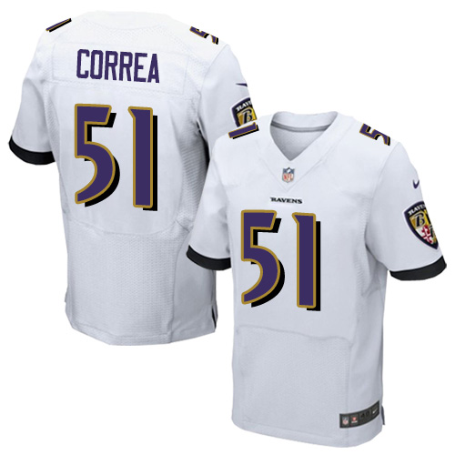 Men's Nike Baltimore Ravens #51 Kamalei Correa Elite White NFL Jersey