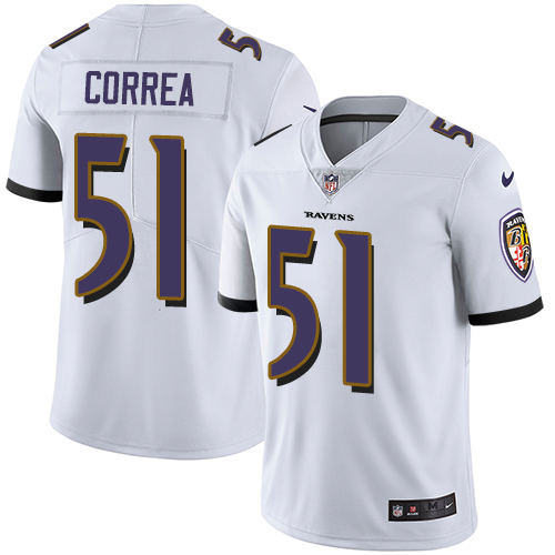 Men's Nike Baltimore Ravens #51 Kamalei Correa White Vapor Untouchable Limited Player NFL Jersey